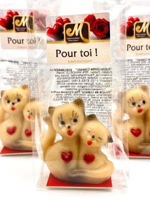 Couple de chatons amoureux en pâte d'amande (la pièce)