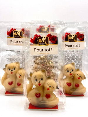 Couple de chatons amoureux en pâte d'amande (la pièce)