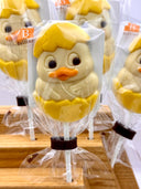 Sucette Poussin Adorable de Pâques en chocolat blanc (l'unité)