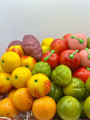 Assortment of fruits and vegetables in almond paste
