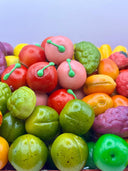 Assortment of fruits and vegetables in almond paste