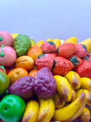 Assortment of fruits and vegetables in almond paste