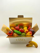 Assortment of fruits and vegetables in almond paste