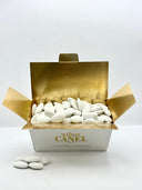 White, blue and pink almond sugared almonds